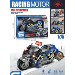 MOTO MULTIFUNCION ESCALA 1:16 LUZ Y SONIDO POLICIA