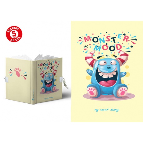 DIARIO A5 168H.C/CANDADO MONSTER MOOD