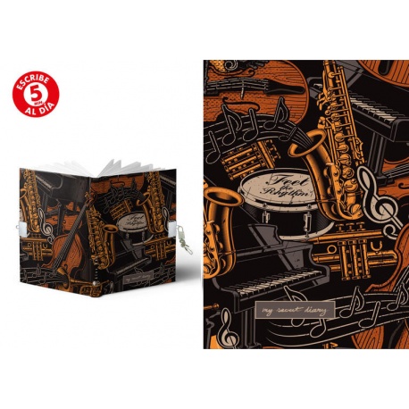 DIARIO A5 168H.C/CANDADO FEEL THE RHYTHIM