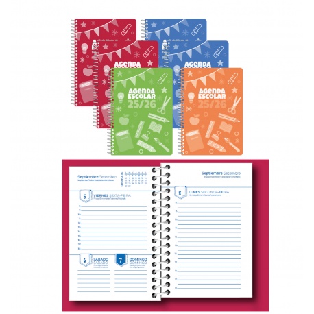Agenda Infantil A6 Día Página 4 colores Stdos.