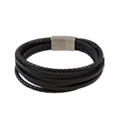 Pulsera Hombre Piel y Acero D&L
