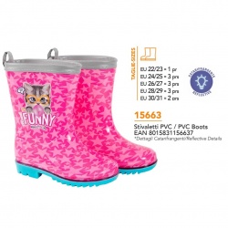 Botas de agua PVC rosa + reflectante FUNNY CAT 