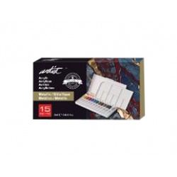 ESTUCHE 15 PZAS POCKETBOX METALLIC ACRYLIC 12 ML