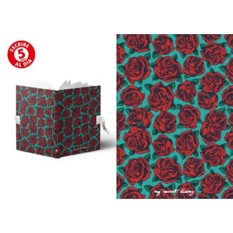 DIARIO A5 168H.C/CANDADO RED ROSES