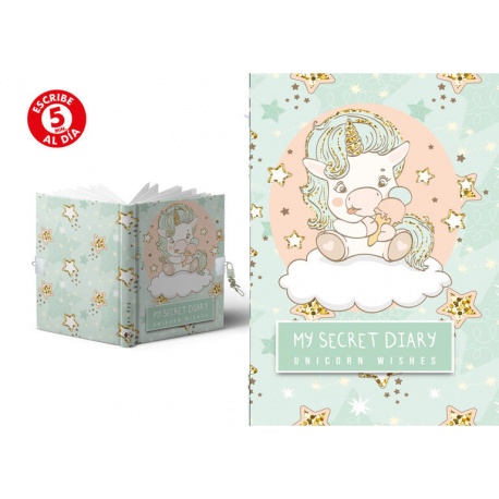 DIARIO A5 168 H.C/CANDADO UNICORN WISHES