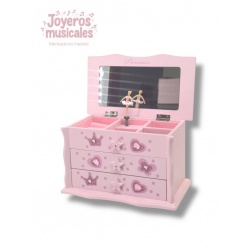 JOYERO MUSICAL MADERA GRANDE PINK QUEEN