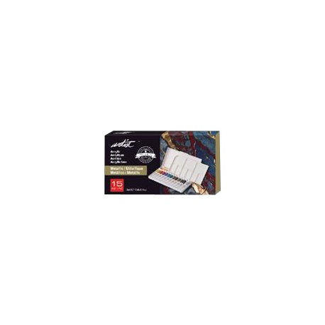 ESTUCHE 15 PZAS POCKETBOX METALLIC ACRYLIC 12 ML