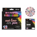 SET 12 ROTULADORES OUTLINER BICOLOR NEON PASTEL