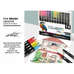 12 ROTULADORES FINE BRUSH GAMA CREATIVE 2 PUNTAS