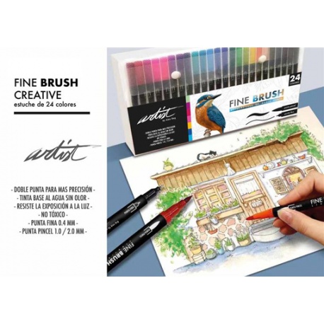 24 ROTULADORES FINE BRUSH GAMA CREATIVE 2 PUNTAS