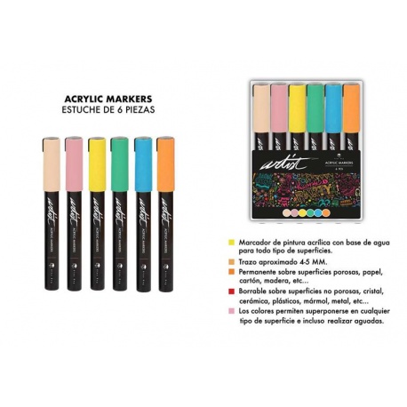 ESTUCHE ACRILICOS GAMA ARTIST,6 COLORES PASTEL