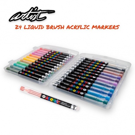 ESTUCHE MALETIN ACRILICOS REAL BRUSH ,24 COLORES