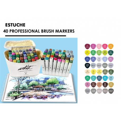 CANVAS LUXE PROFESSIONAL BRUSH MARKER 40 COLORES